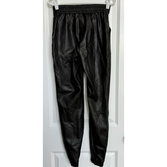 Spanx Faux Leather High Waist Jogger Pants Black‎ Size X-Small Edgy Date Sexy - Picture 6 of 13